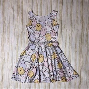 Kawaii ghost Cow Cow dress. Pastel skater dress